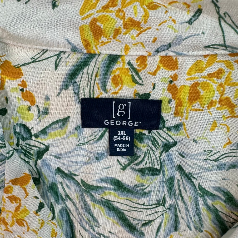 NWT George Shirt Mens 3XL White Pineapple Print Livaeco Viscose Short Sleeve - Picture 3 of 9